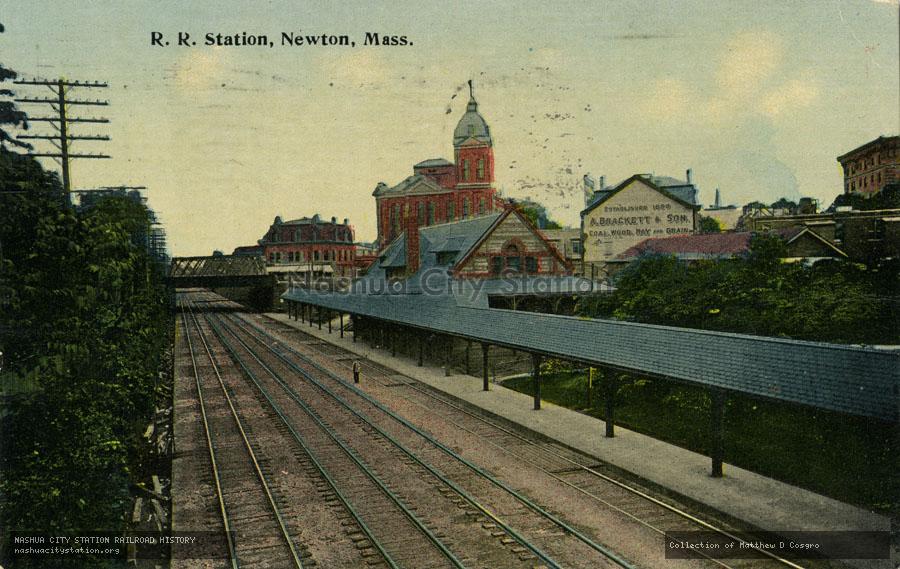 Postcard: Railroad Station, Newton, Massachusetts